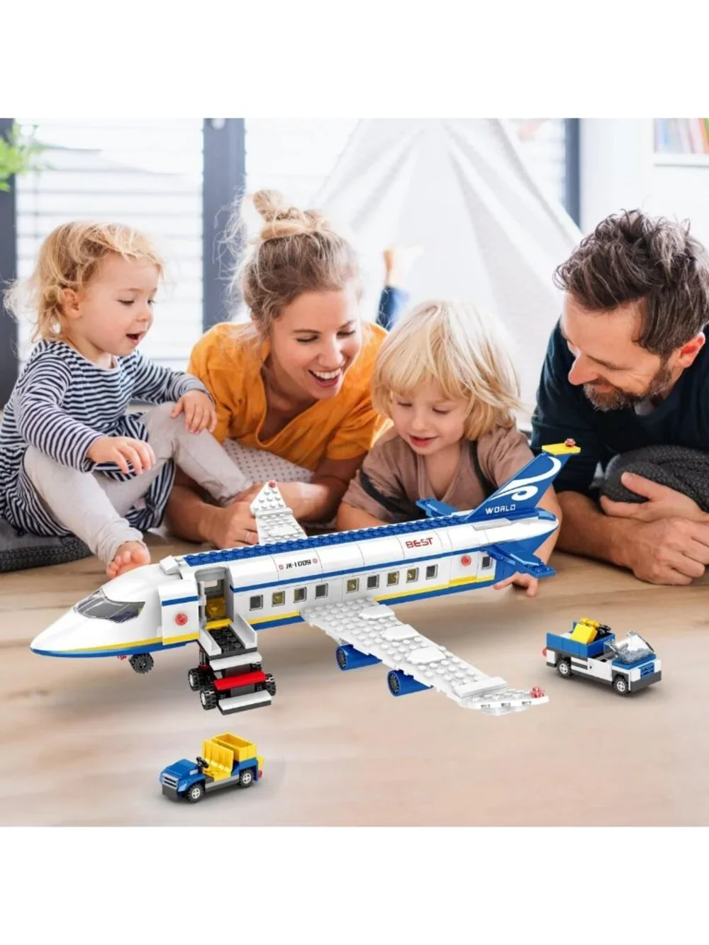 510 Pcs Airplane Building Set - 6-in-1 STEM Toys with Shuttle Bus & Baggage